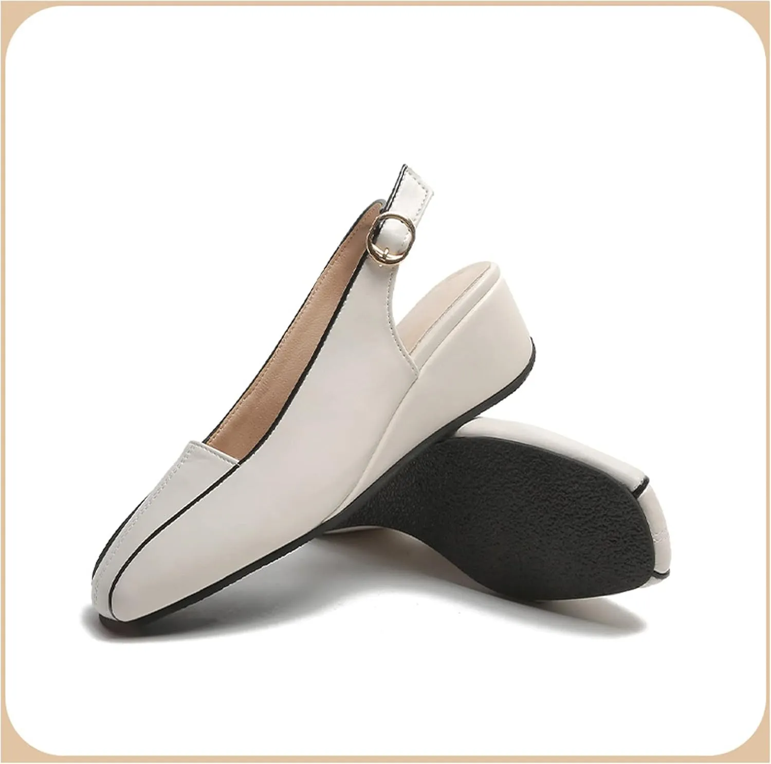 WENOREG Women's Square Toe Closed Toe Wedge Sandals,Summer Comfort Slingback Heels Adjustable Ankle Strap Buckle Outdoor Platform Party Dress Shoes High Heel Sandals