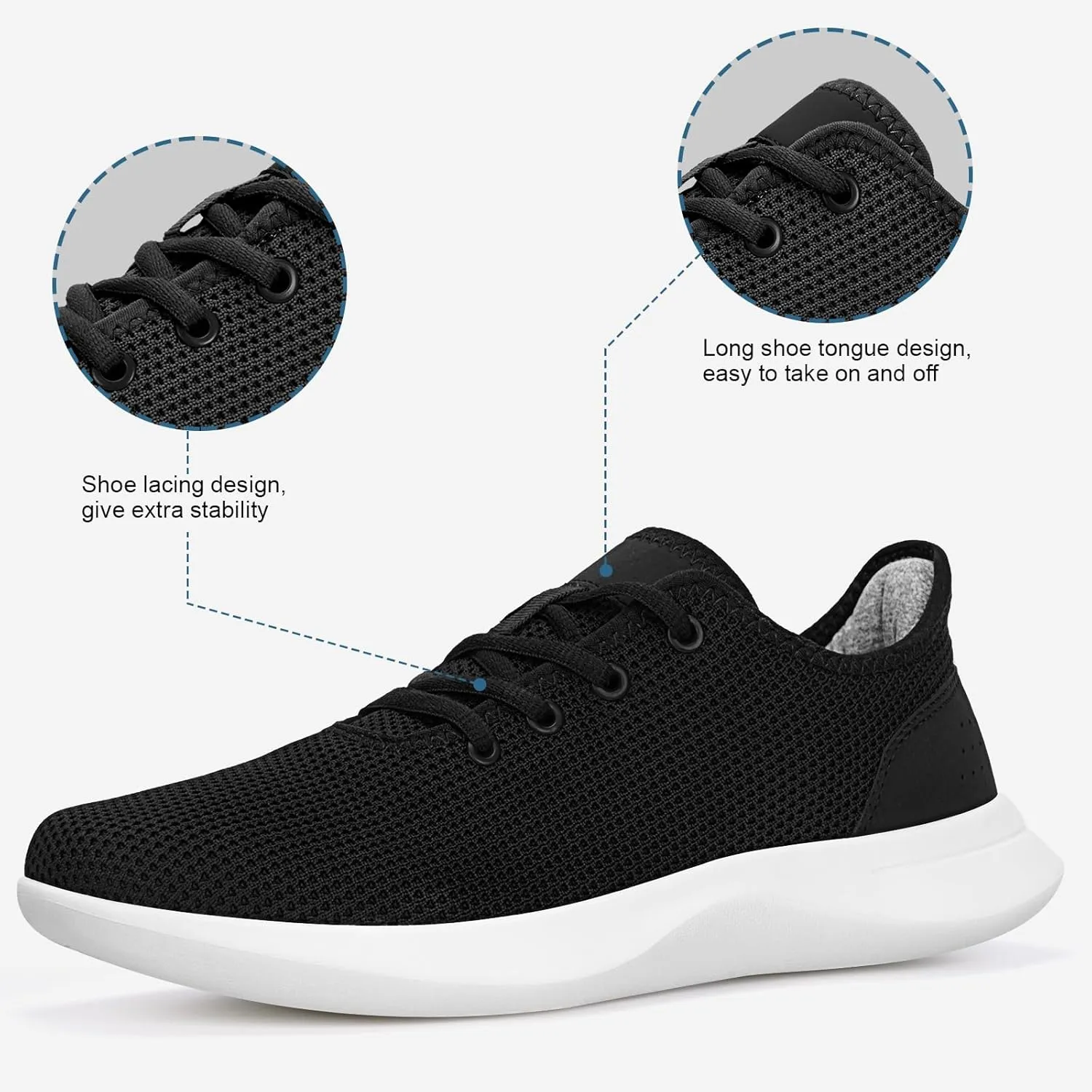 Women Walking Shoes Black Tennis Shoes for Women Running Sneakers Athletic Tennis Shoe Tree Runners Arch Support Ultra Lightweight Breathable Mesh Non-Slip Casual Sneakers for Gym Travel Work