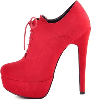 Women's High-heeled Short Boots Heel Height (15 Cm-17 Cm) Popular Lace-up Waterproof Platform Elegant and Comfortable Banquet Wedding Dress